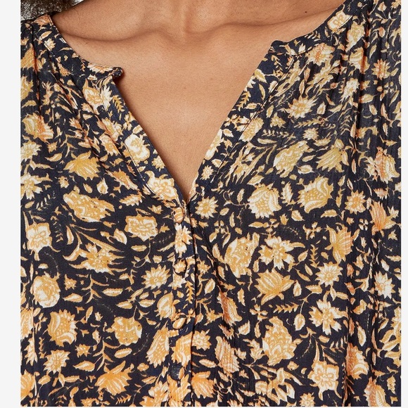 NWT Faherty Button Smocked Dobby Dress SIZE large - Picture 4 of 12